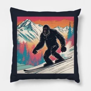 Funny Sasquatch Skiing in the Snow Winter Xmas Dad Pillow