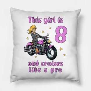 Girl eight years old - 8th birthday motorcycle Pillow