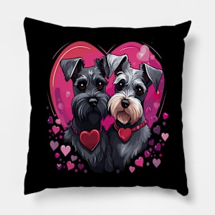 Miniature Schnauzer Couple Valentine Pillow