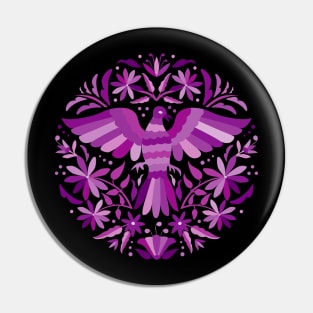 Flying Bird - Mexican Otomí Stamp Design in Purple Shades by Akbaly Pin