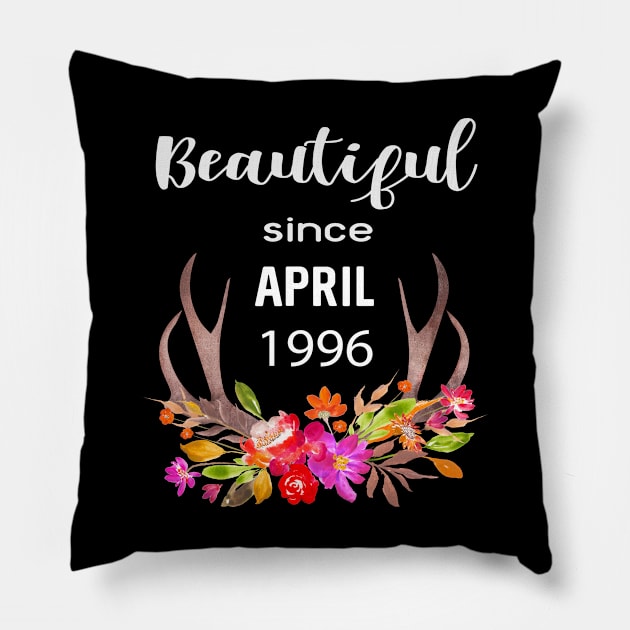 Deer Antler Elk Hunting Flower Horn Beautiful Since April 1996 Pillow by familycuteycom