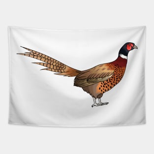 Ring-necked pheasant bird cartoon illustration Tapestry