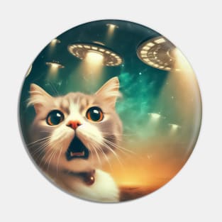 Funny Cat selfie with UFO Pin