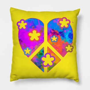 Colorful Peace and Love Heart Pillow