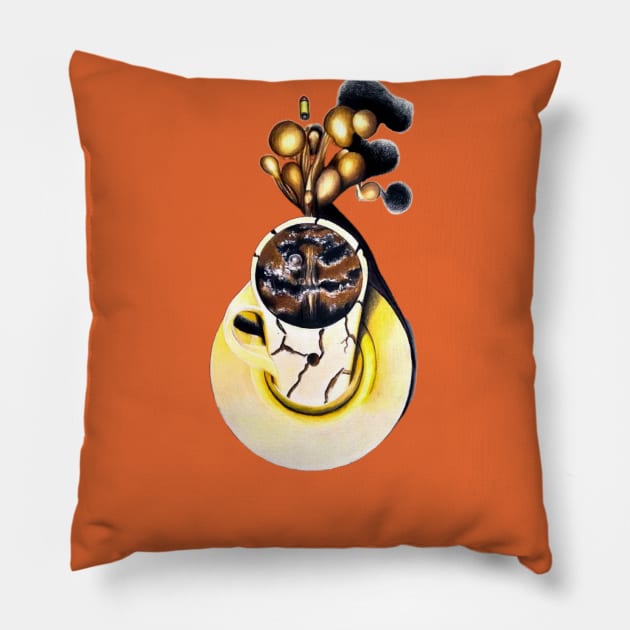 Killer Coffee Pillow by SeanKalleyArt