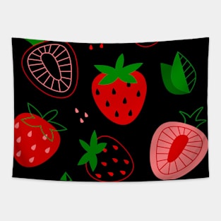 pop art black strawberries strawberry Tapestry