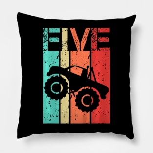 Kids Year Old Monster Truck Birthday 5th Birthday Boy Girl Pillow