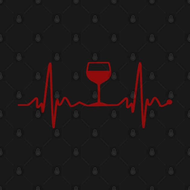 Wine Lover EKG Heartbeat Heart Healthy Red Wine by TeeCreations