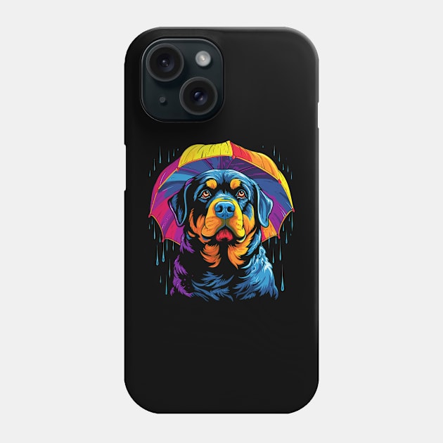 Rottweiler Rainy Day With Umbrella Phone Case by JH Mart