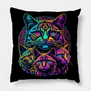 Colorful melting Cat with UV color designe #3 Pillow