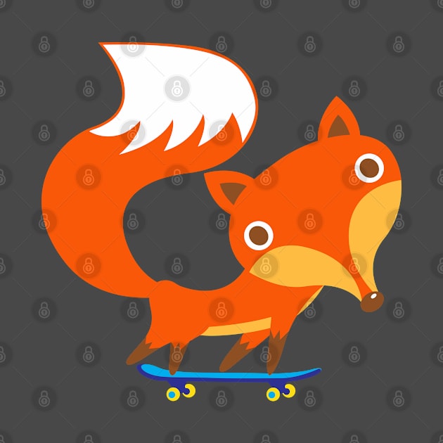 Fox and skateboard by Plushism