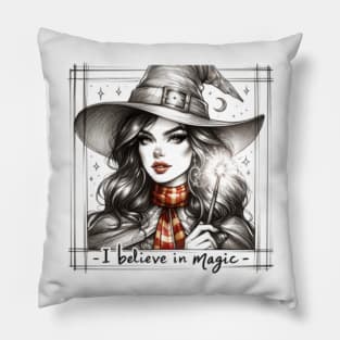 I Belive in Magic - Witch Girl - Fantasy Pillow