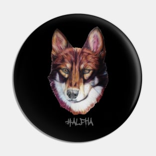 alpha wolf head Pin