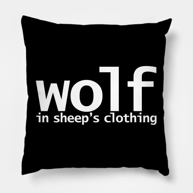 Wolf in Sheeps Clothing Funny Typography Pillow by ellenhenryart