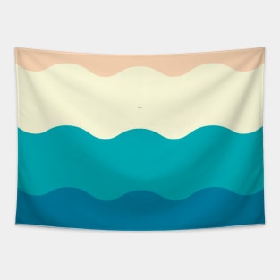 Rainbow Waves Retro Pattern Tapestry