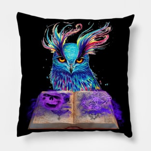 Graphic Design Magic Owl With Spell Book Pillow