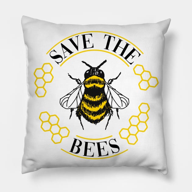 Save the Bees Pillow by FontfulDesigns