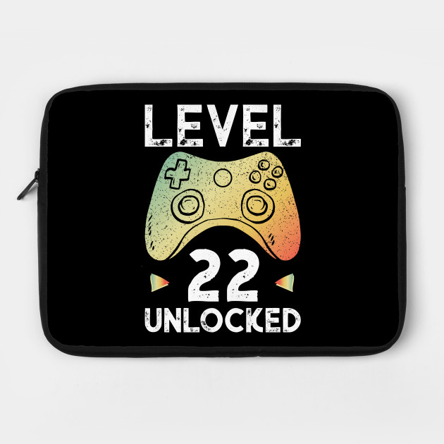 22nd Birthday Boy Gamer Shirt Level 22 Unlocked Gift Tee Birthday Boy Laptop Case Teepublic