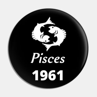 White Zodiac Birthday Pisces 1961 Pin