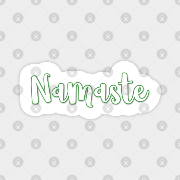 Green Namaste Cute Yoga Greeting Design Magnet by DesignsbyZazz