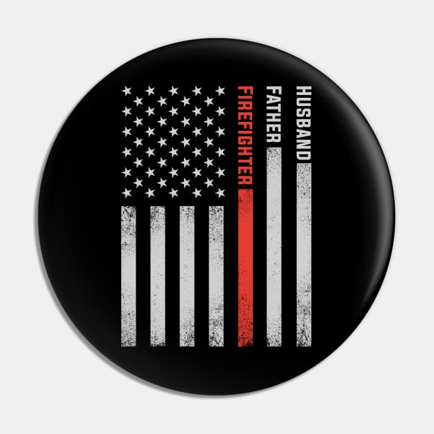 Firefighter Dad Thin Red Line American Flag Firefighter Fathers Day Pin by mrsmitful01