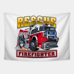 Cartoon Fire Truck Tapestry