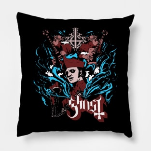 Ghost Retro Dark Red Pillow