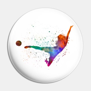 Woman footballer in watercolor Pin