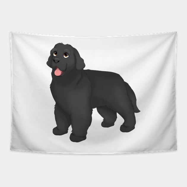 Black Newfoundland Dog Tapestry by millersye