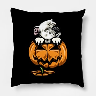 Halloween American Bulldog Pumpkin Pillow