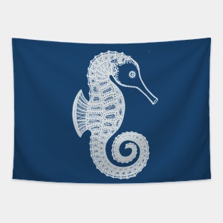 Seahorse Ink Art - cool sea animal design - dark colors Tapestry