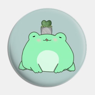 Chibi Frog With Succulent Plant (Mint) Pin