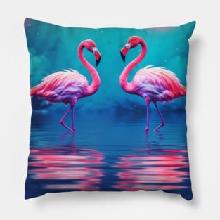 Flamingo Animal Bird Wildlife Wilderness Colorful Realistic Illustration Pillow