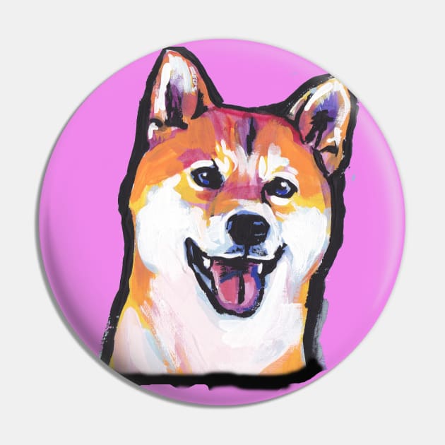 Shiba Inu Bright colorful pop dog art Pin by bentnotbroken11