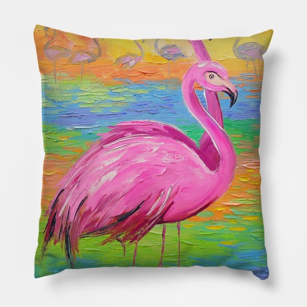 Pink Flamingo Pillow by OLHADARCHUKART