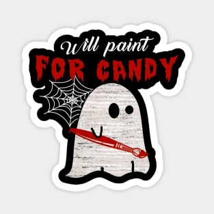 Will Paint For Candy Teacher Halloween Magnet