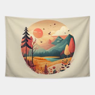 Mountain Forest Colorful Tapestry