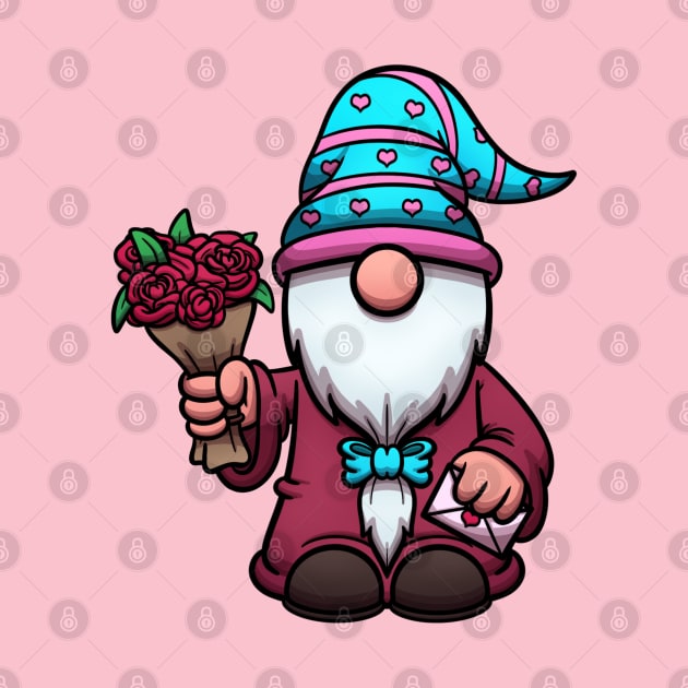 Valentine Gnome With Roses by TheMaskedTooner