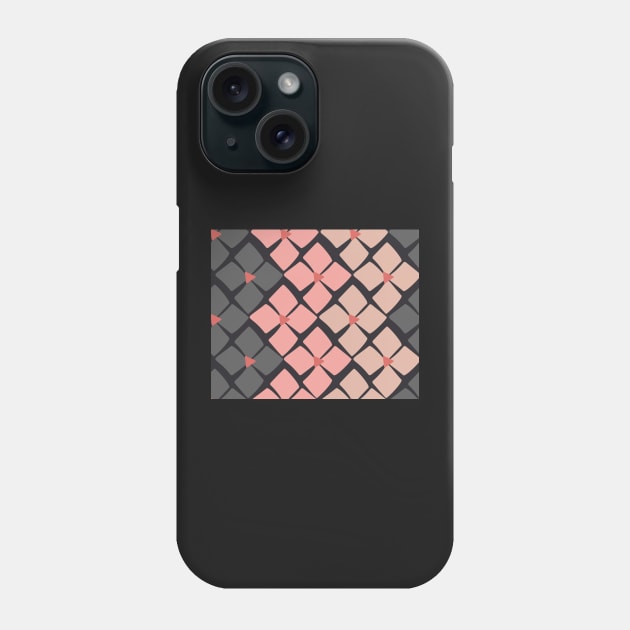 Blush Pink and Steel Grey Floral Zig Zag Phone Case by FrancesPoff