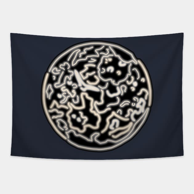 Electric Solar System Grey Ghostly Neon Mercury Tapestry by gkillerb