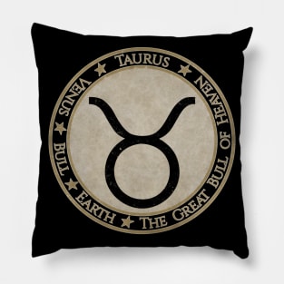 Vintage Taurus Zodiac Sign Horoscope Astrology Symbol Pillow