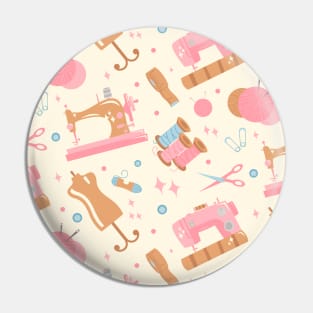 Sewing and Quilting Themed Pastel Print Pin