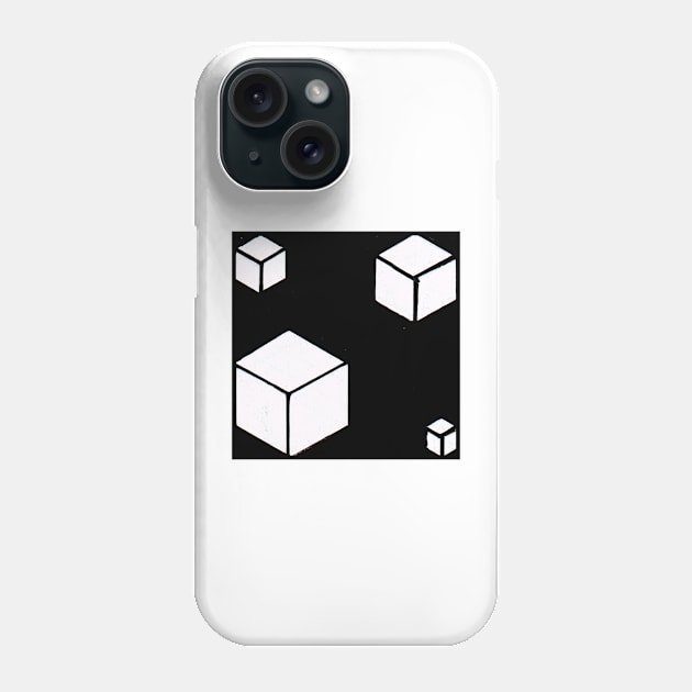 Black and White Cubes Geometric Abstract Acrylic Painting Phone Case by abstractartalex