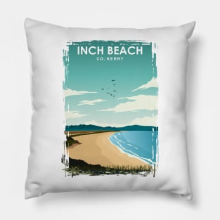 Inch Beach Kerry Ireland Vintage Minimal Retro Travel Poster Pillow