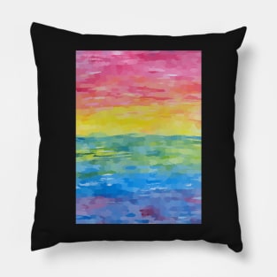 Abstract Colorful Rainbow Sunset Stripes Pillow