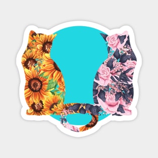 Flower Cats Sunflowers and Roses Magnet