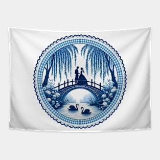 Blue Willow Love Story Tapestry