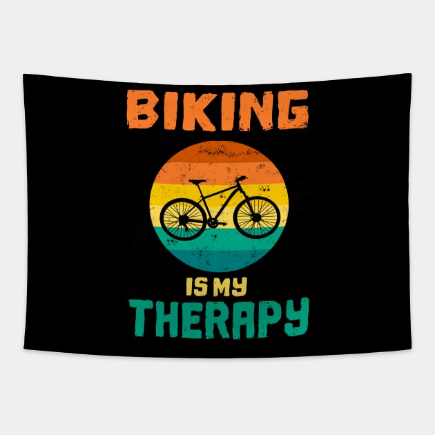 Biking is my therapy bike retro vintage gift Tapestry by Lomitasu