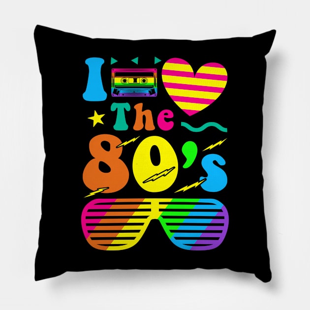 I Love The 80s Retro Vintage Style Pillow by Pop Cult Store