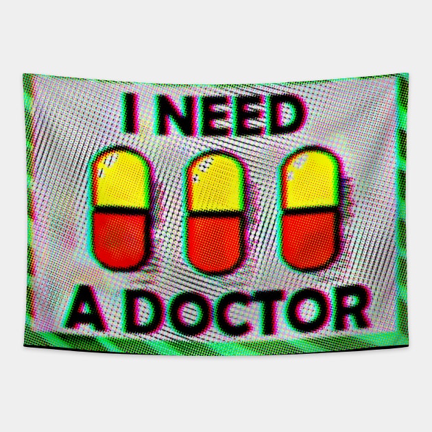 I NEED A DOCTOR FULL DOTS MOOD OPAL RETRO VAPORWAVE JACK STAUBER BASED Tapestry by Crimson M Letter Store